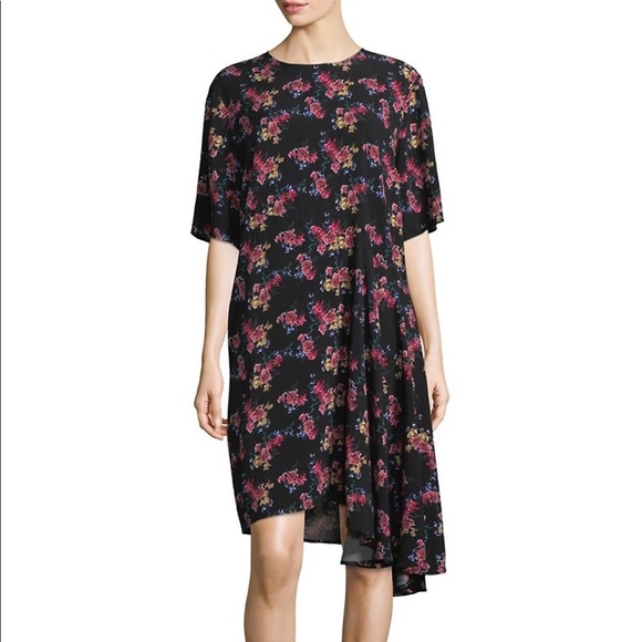 Public School NY Rima Asymmetrical Floral Short Sleeve Dress Size US 6 - Picture 2 of 8